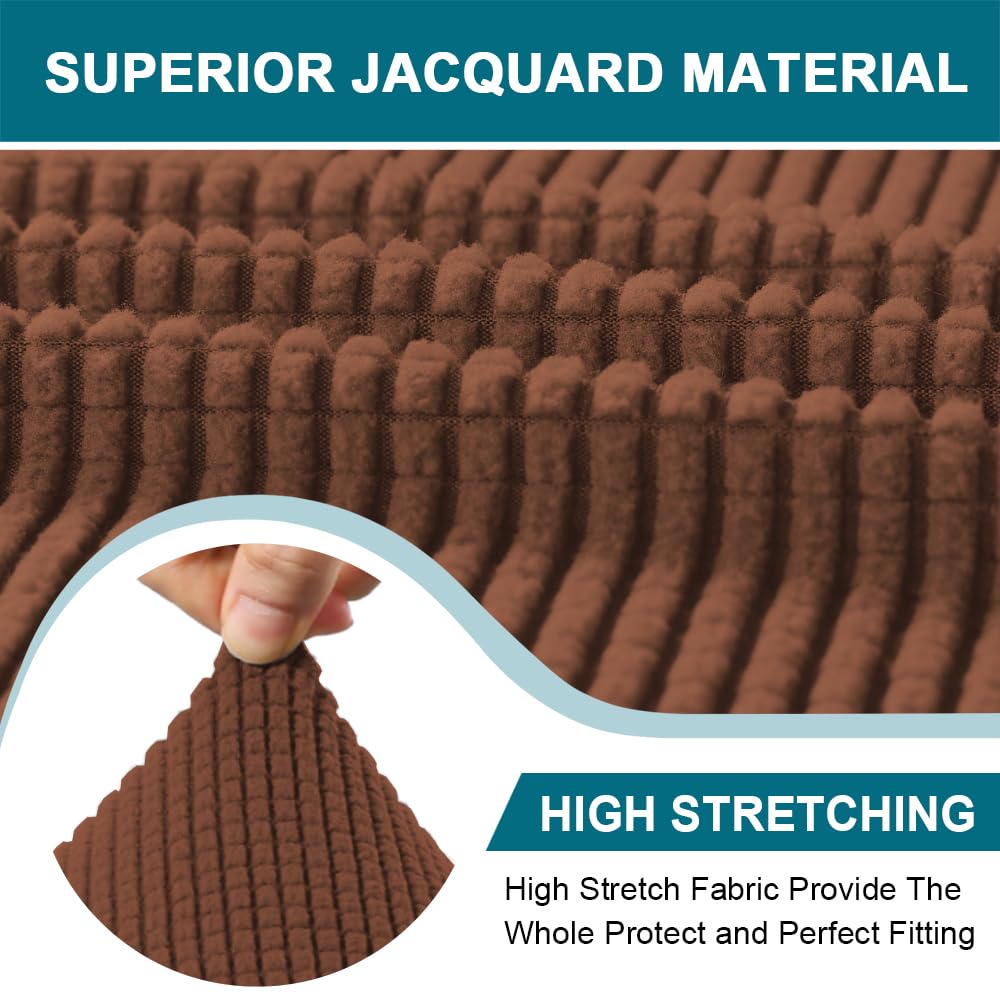 Turquoize T Cushion Chair Slipcover T Cushion Chair Covers For Living Room Stretch Sofa Couch Cover Soft Armchair Cover Washable Furniture Covers With Individual T Cushion Seat Covers (Chair,Caramel)
