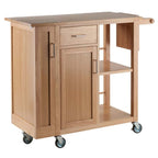 Ergode Julia Kitchen Cart - Sleek & Modern Design, Granite Top, Metal Basket, Removable Tray, Casters, Ample Storage, Black Finish. Dimensions: 22.6" W x 16" D x 34.1" H. (89443-VV)