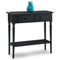 Coastal Solid Wood Hall Console Table with Drawer Storage, Swan Black, Perfect for Entryways, Living Rooms, and Small Spaces - L