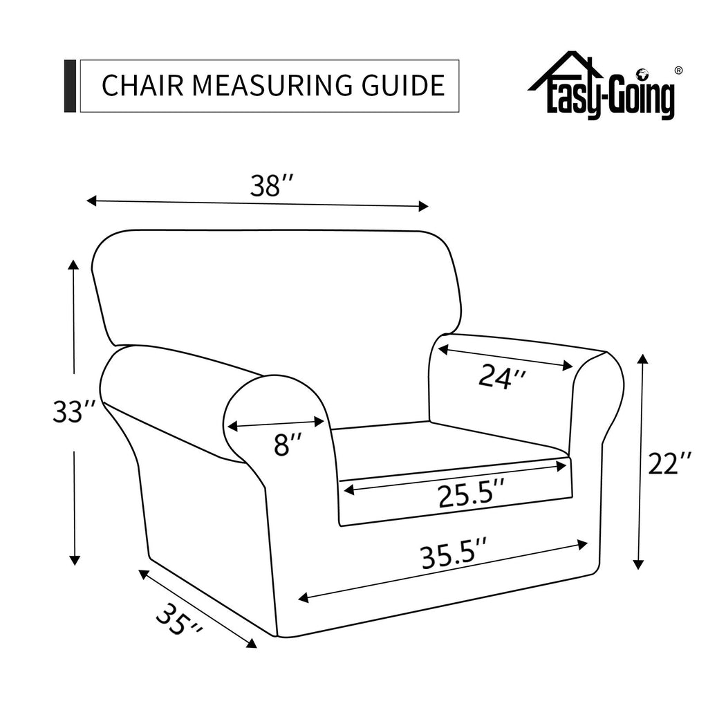 Easy-Going 2 Pieces Microfiber Stretch Chair Slipcover - Spandex Soft Fitted Sofa Couch Cover Washable Furniture Protector With