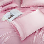 Treely Satin Sheet Set - King Size, 6 Pieces, Pink, Deep Pocket, Silky Soft, Breathable