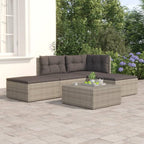 vidaXL 4 Piece Patio Lounge Set with Adjustable Corner Sofa, Middle Sofa and Footstools - Durable Poly Rattan Material, Comfortable Cushions and Modifiable Design - Perfect for Gardens**