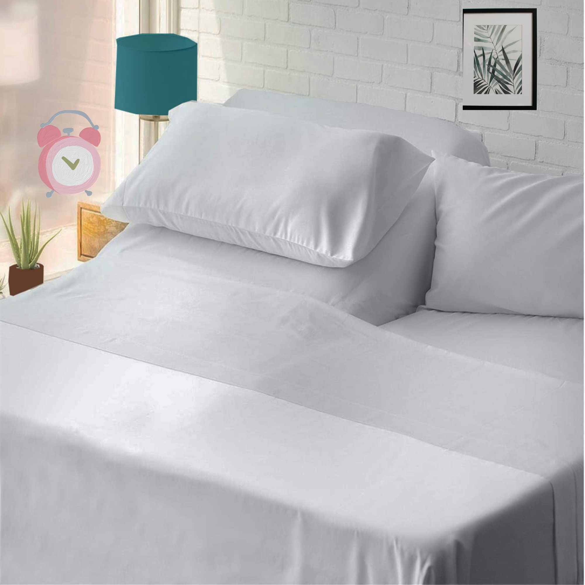Cottingon,Premium 400 Tc 100% Egyptian Cotton,Flex Top King Sheets For Sleep Number Beds 16' Deep,King 34' - White
