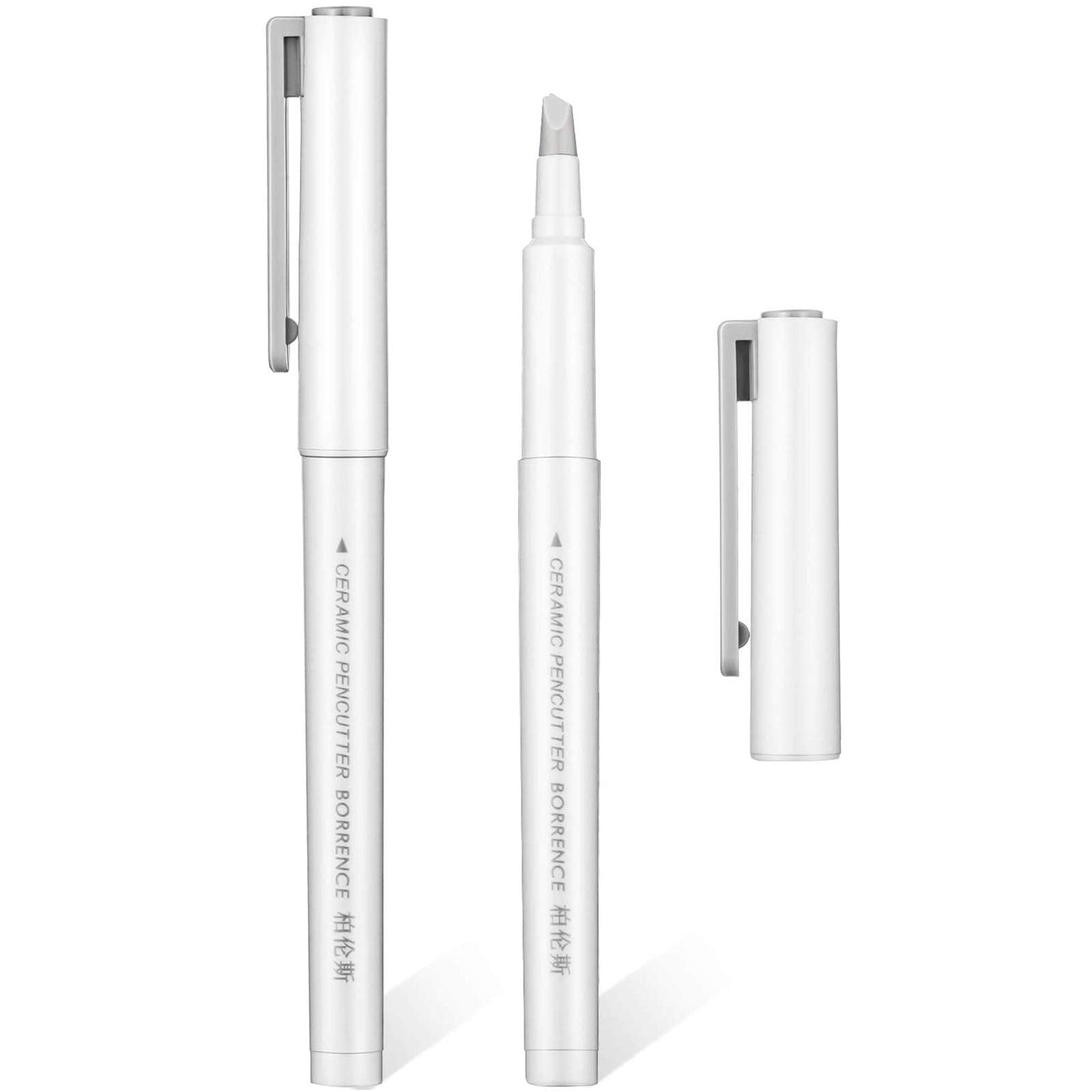 2 Pieces Ceramic Pen Shape Paper Precision Knife With Safety Cap Ceramic Blade Knife Finger Protection Wear Resisting Pen Cutter