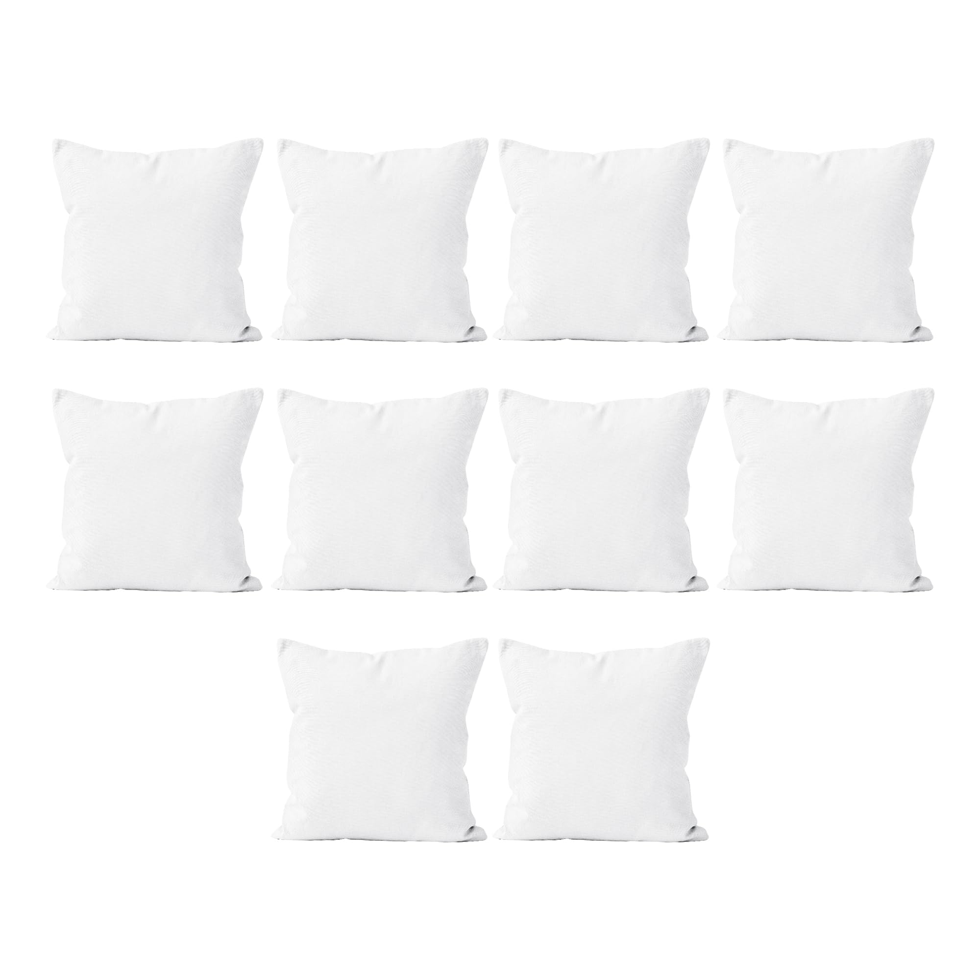 Encasa Homes Throw Pillow Covers Only (No Insert) (18X18) - Sublimation Blank White 10 Pc Pack With Invisible Zipper -Polyester