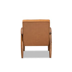 Baxton Studio Sorrento Mid-Century Modern Tan Faux Leather Upholstered and Walnut Brown Finished Wood Lounge Chair