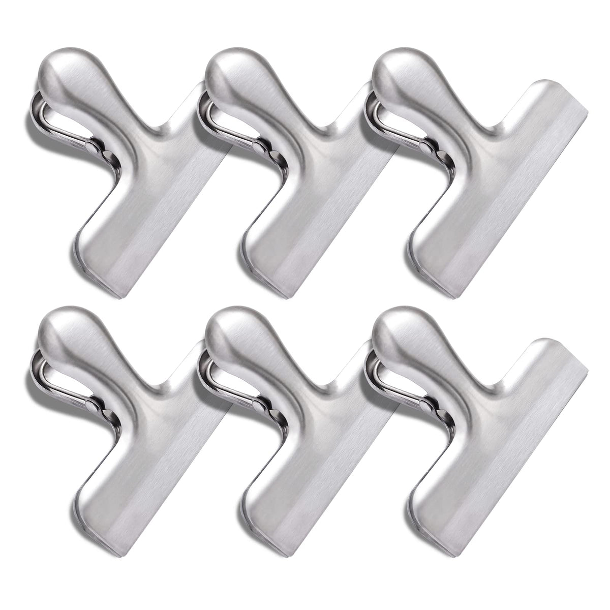 6 Pack Bag Clips, Stainless Steel Chip Clip, Chip Clips Bag Clips Food Clips, Bag Clips For Food, Heavy Duty Air Tight Seal Kitc