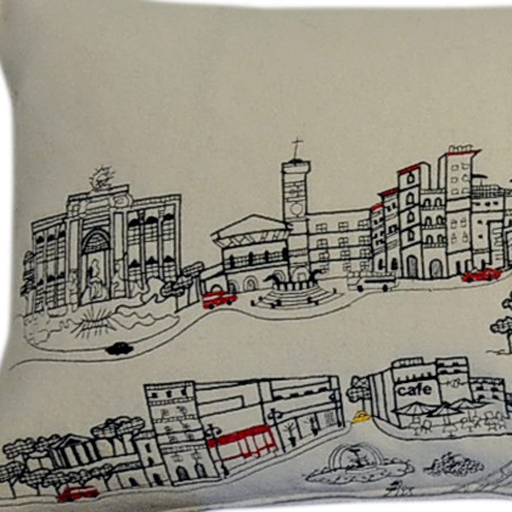 HomeRoots Cream 45' White Rome Daylight Skyline Lumbar Decorative Pillow
