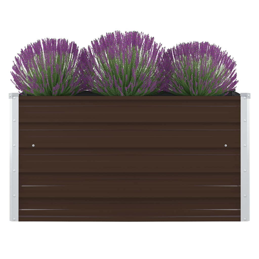 Vidaxl Raised Garden Bed Outdoor Patio Balcony Backyard Planter Flower Vegetable Herb Planting Container Box Pot Brown Galvanize