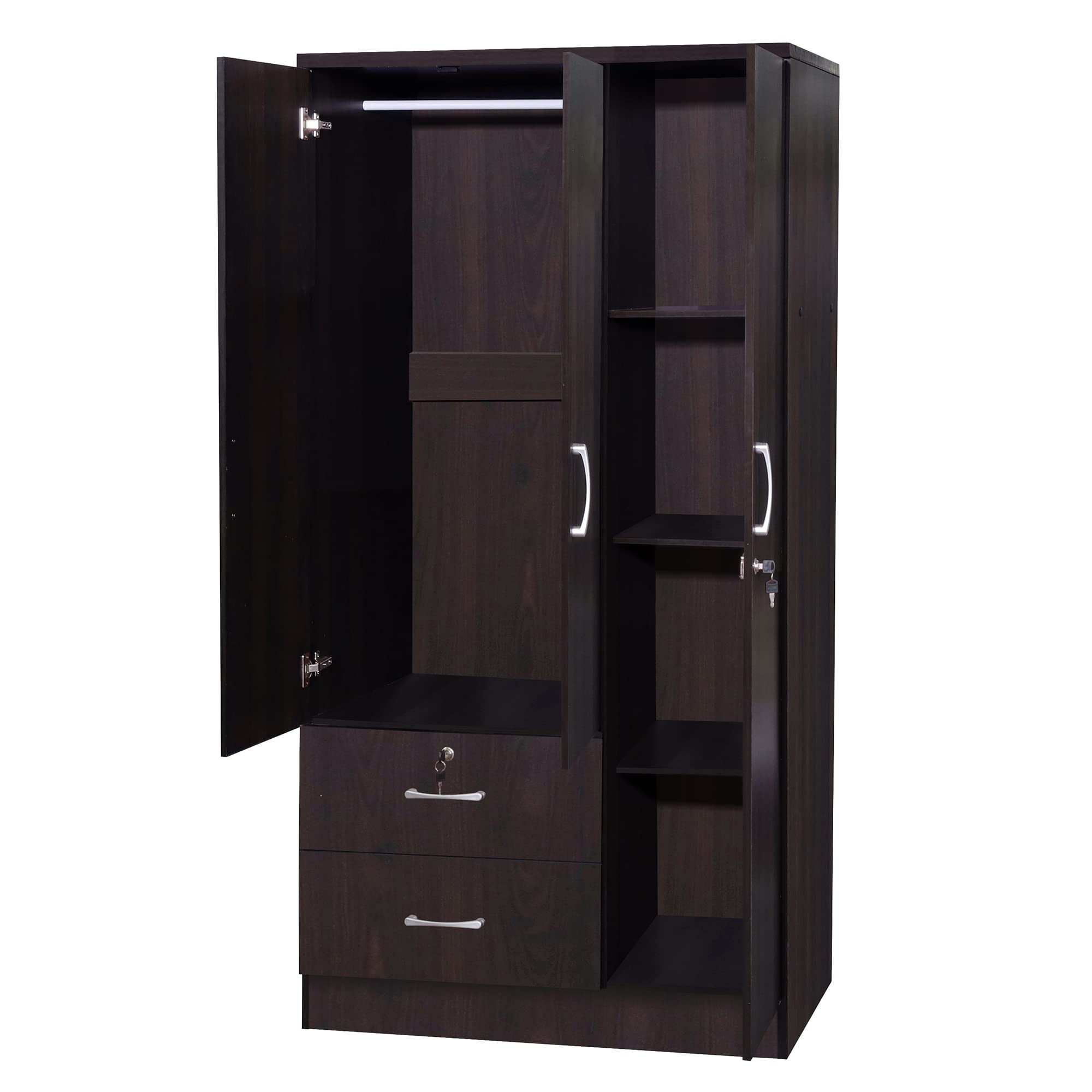 Better Home Products Symphony Wardrobe Armoire Closet with Two Drawers Tobacco