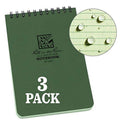 Rite In The Rain Weatherproof Top Spiral Notebook, 4' X 6', Green Cover, Universal Pattern, 3 Pack (No. 946-3)