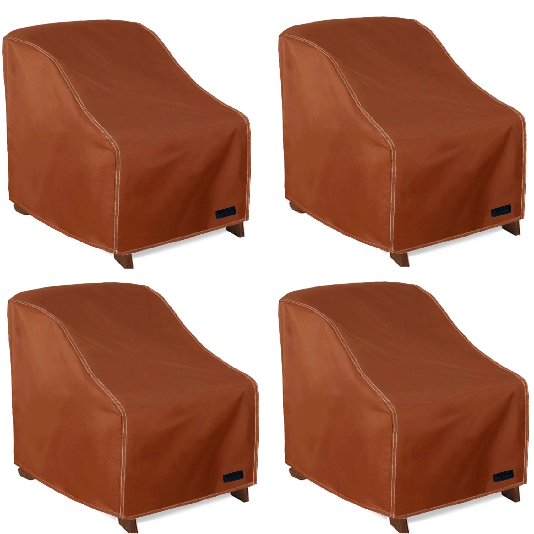 Nettypro Waterproof Patio Chair Covers 4 Pack Outdoor Lounge Deep Seat Armchair Cover, 34W X 37D X 36H Inches, Brown