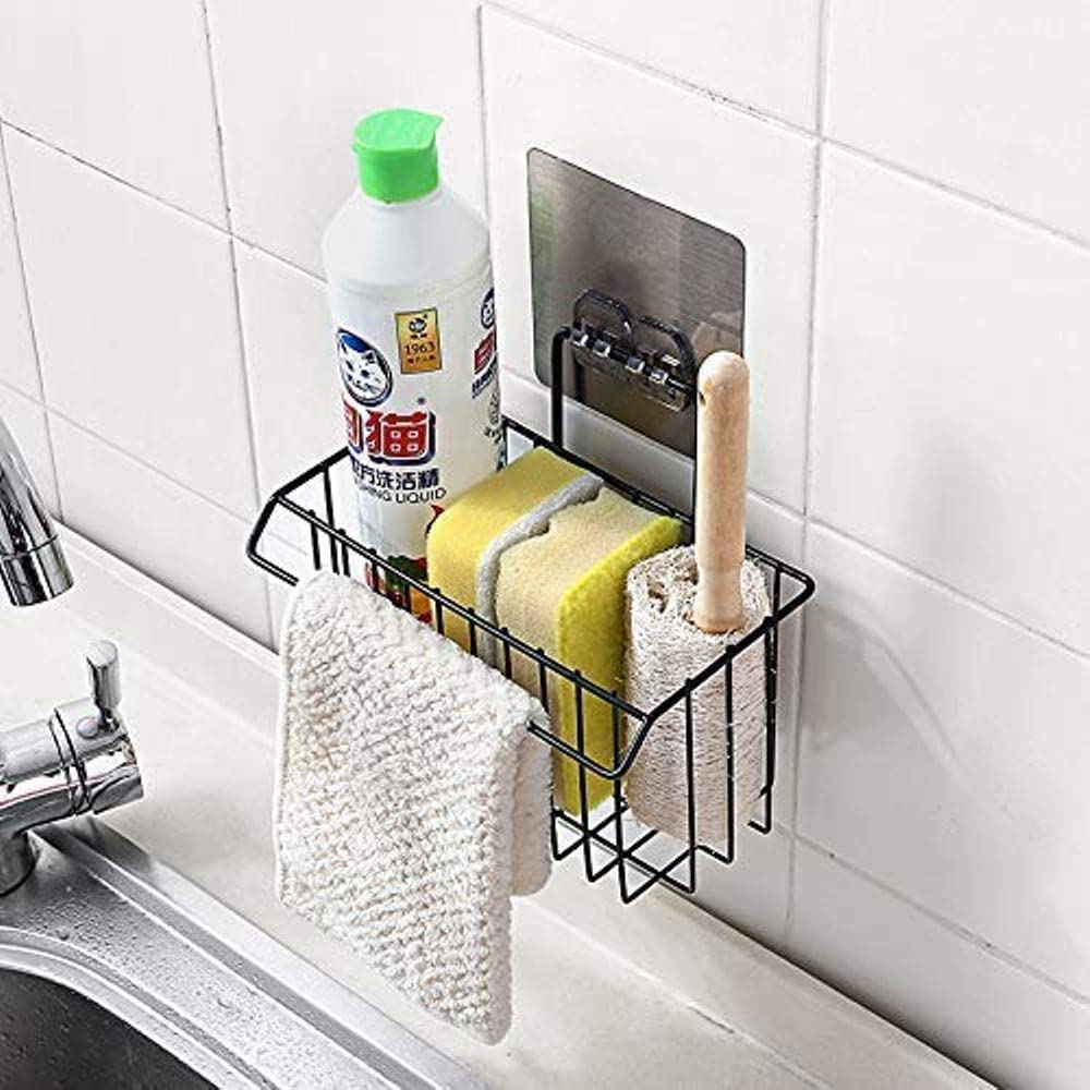 Holy Delight Kitchen Sponge Holder Sink Organiser Soap Brush Sponge Drain Rack Dishwasher Liquid Shower Gel Storage for Kitchen