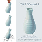 Unbreakable Vase For Flowers, Ceramic Look Plastic Vase For Home Decor, Living Room, Table (Seashell Blue)