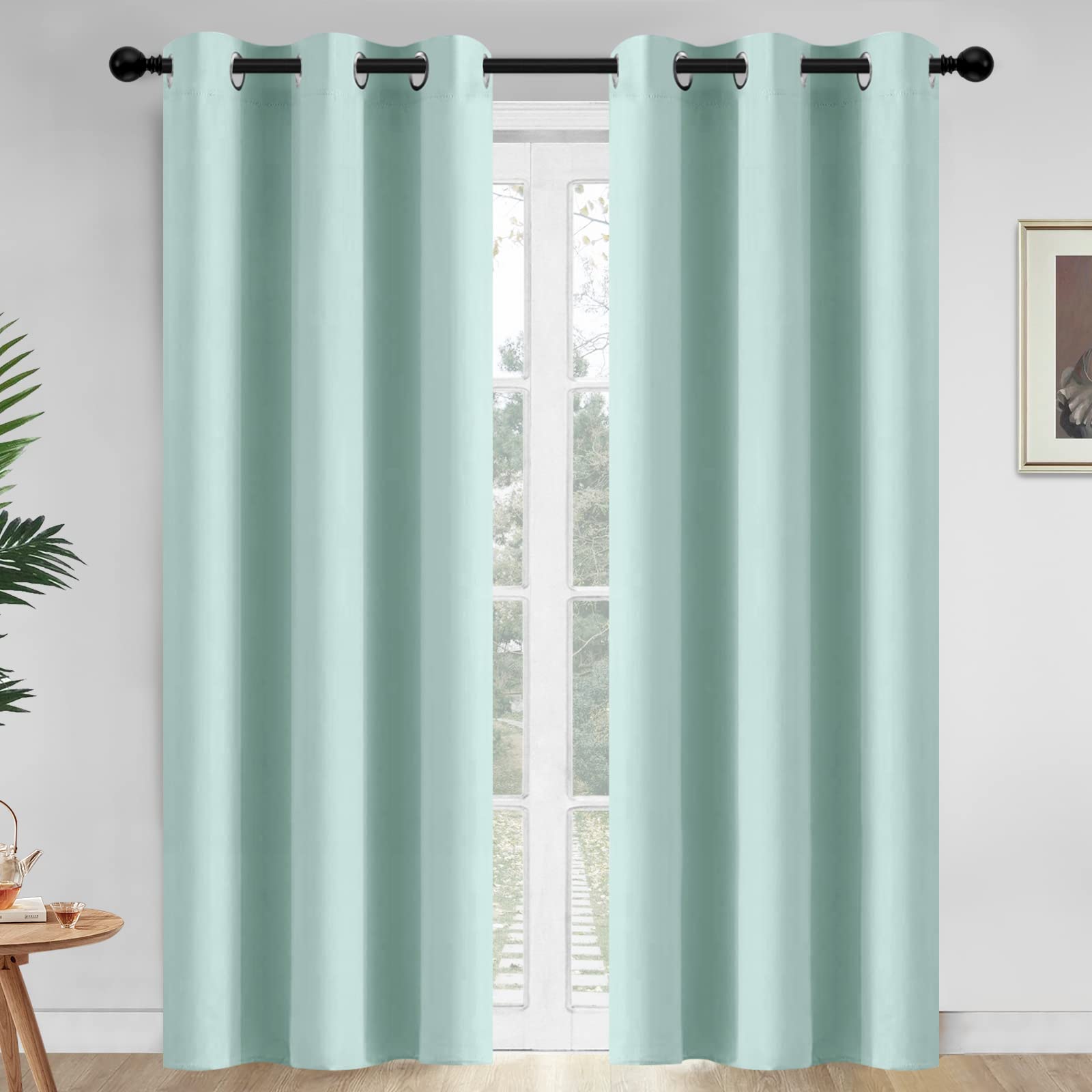 Yakamok Blackout Curtains Room Darkening Thermal Insulated Window Panels,Solid Grommet Top Drapes For Bedroom/Living Room(42Wx84