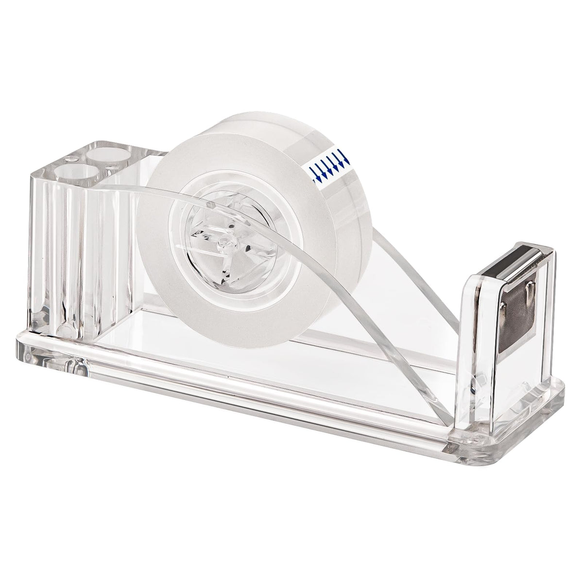 Jefure Transparent Acrylic Tape Dispenser, Non-Skid Tape Cutter Holder, Clear Tape Dispensers Bulk For Desk, Office, Home, Schoo