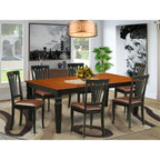 East West Furniture LGAV7-BCH-LC 7 Piece Dining Room Table Set Consist of a Rectangle Kitchen Table with Butterfly Leaf and 6 Faux Leather Upholstered Chairs, 42x84 Inch, Black & Cherry