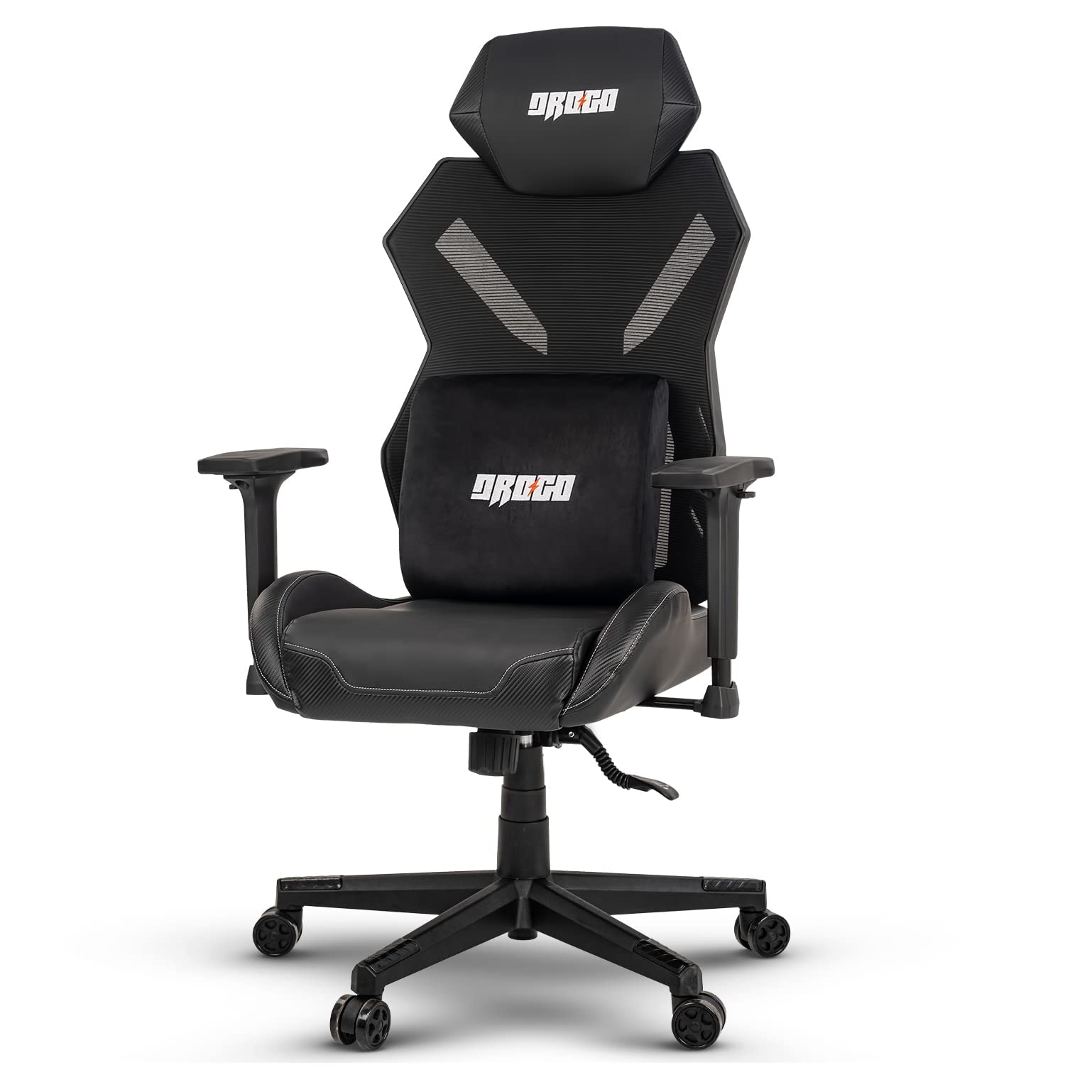Drogo Ergonex Ergonomic Office Chair For Work From Home With Mesh, Armrest, 2D Headrest & Lumbar Support | Computer Chair For St
