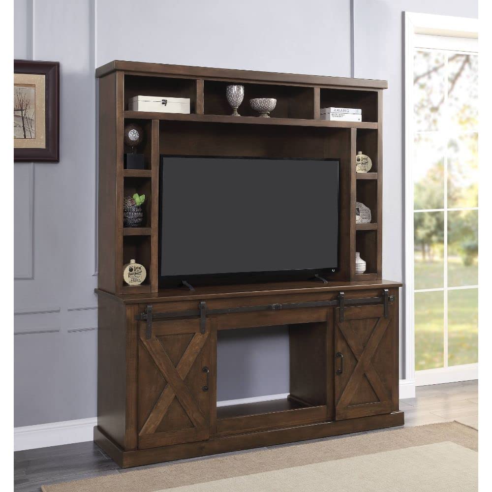Acme Furniture Aksel Entertainment Center w/Fireplace in Walnut