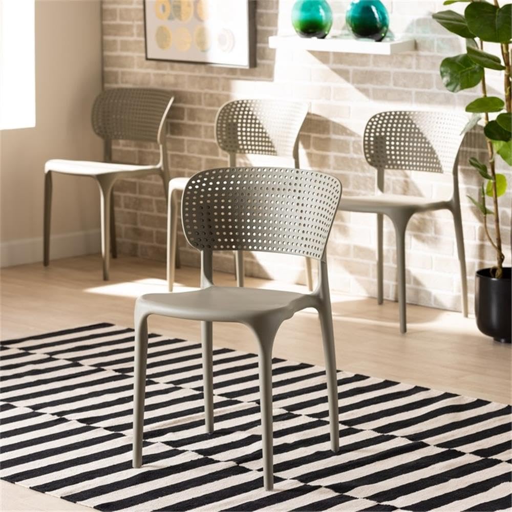 Baxton Studio Rae Modern and Contemporary Beige Finished Polypropylene Plastic 4-Piece Stackable Dining Chair Set