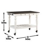 Steve Silver Co Joanna Two Tone Kitchen Trolley Cart, Two Towel Rods, Bottom Shelf Storage, Classic Farmhouse Styling, Island on Wheels, Hardwood Solids, 28.5" D x 50.5" W x 36.5" H, White/Ivory