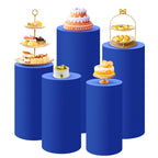 SaitiMade Set of 5 - Royal Blue Cylinder Pedestal Stand Covers, Flexible Cylinder Stand Covers for Party, Wedding or Birthday Ev