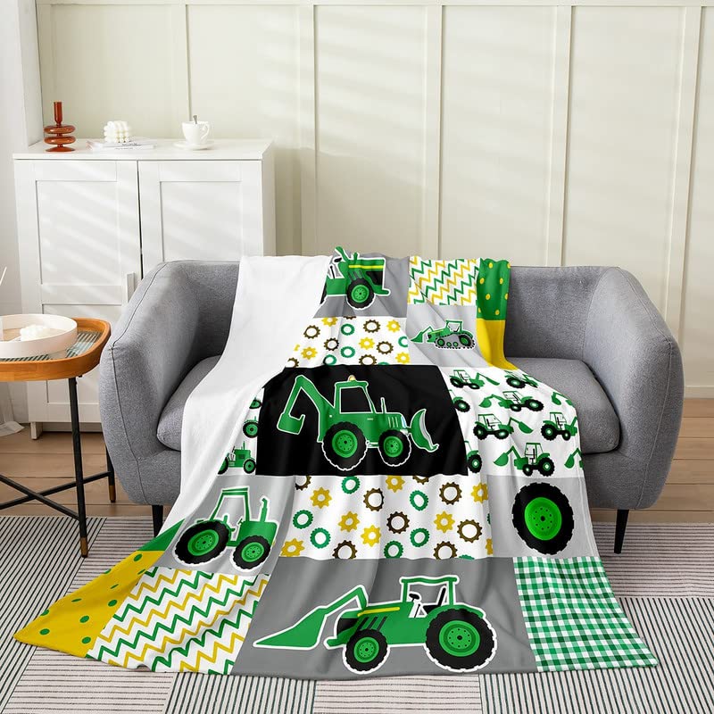Excavator Flannel Fleece Throw Blanket Kids,Construction Vehicles Fuzzy Blanket For Bed Sofa Couch,All Season Equipment Trucks B