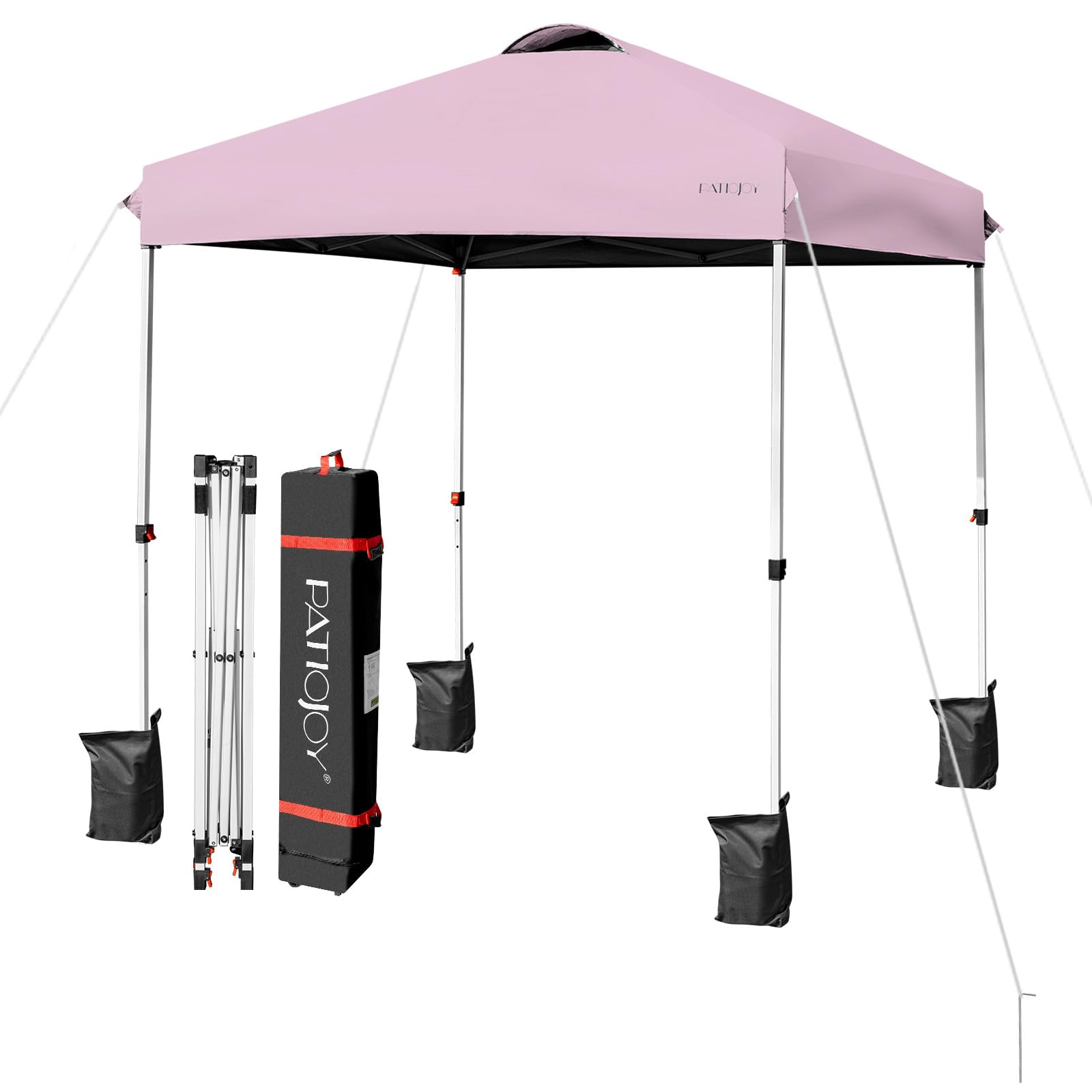 Tangkula Outdoor Pop-up Canopy Tent, 6.6 x 6.6 FT Height Adjustable Commercial Instant Canopy w/Portable Roller Bag, 4 Weight Ba