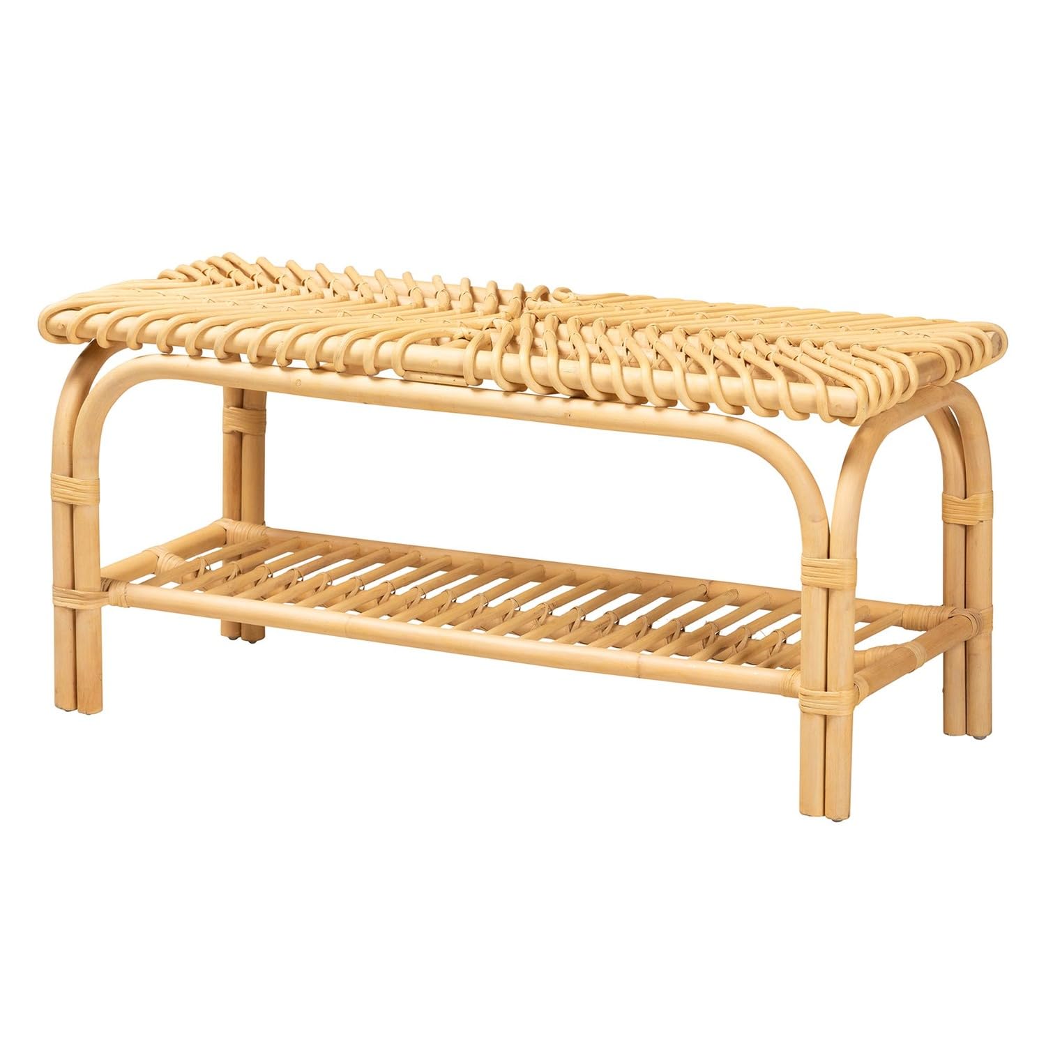Baxton Studio Himari Rattan Bench, Natural Brown (233-13164-HiT)