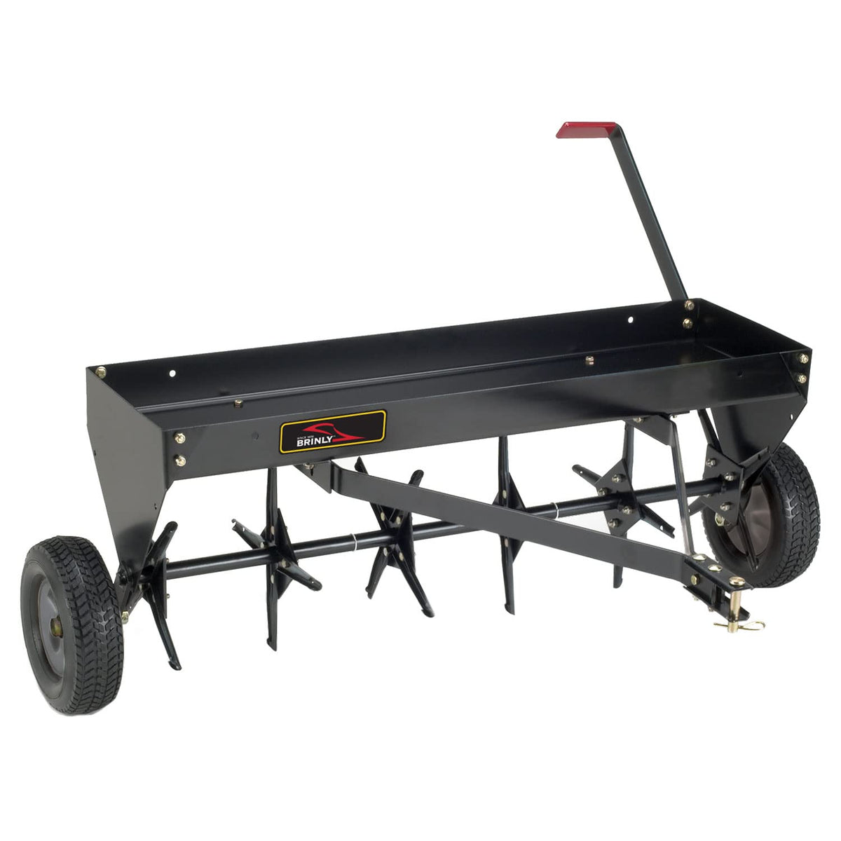 Brinly Pa-403Bh-A2 Tow Behind Plug Aerator With Universal Hitch, 40', Matte Black