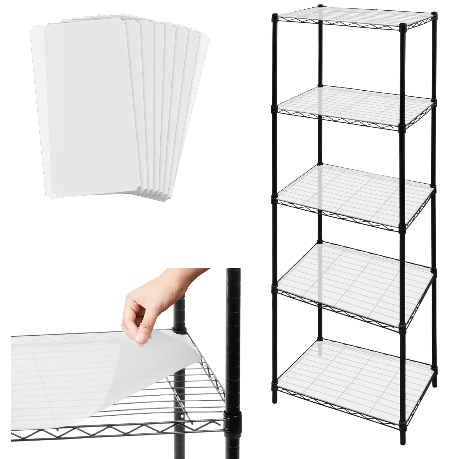 Sliner 8 Pack 11.8 x 16.6 Inch Wire Shelf Liner Clear Plastic Waterproof Liners for Organizing Metal Rack Shelves, Kitchen Cabin