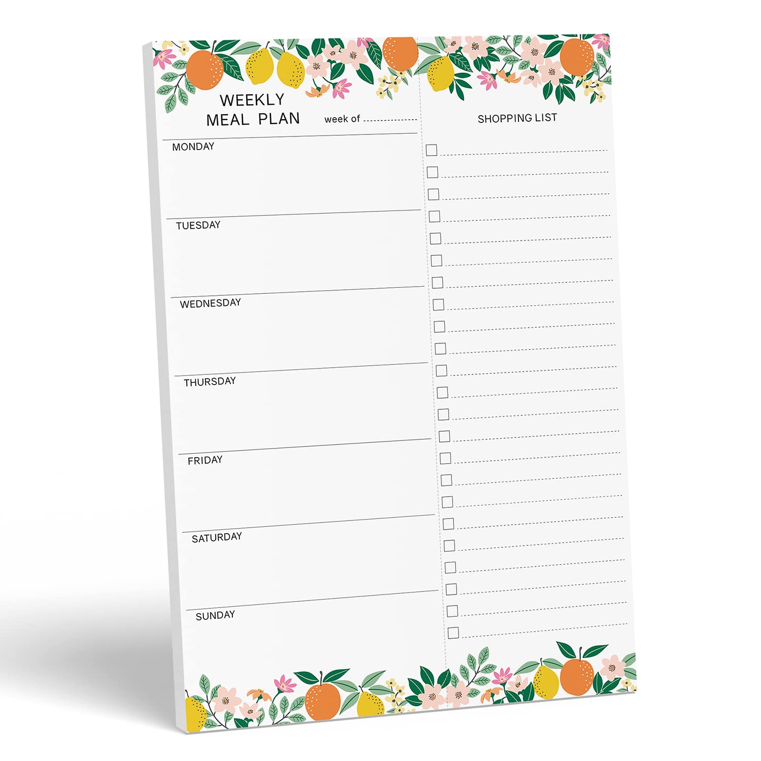 Sweetzer & Orange Fruity Weekly Meal Planner And Grocery List Magnetic Notepad. 7X10    Meal Planning Pad With Tear Off Shopping