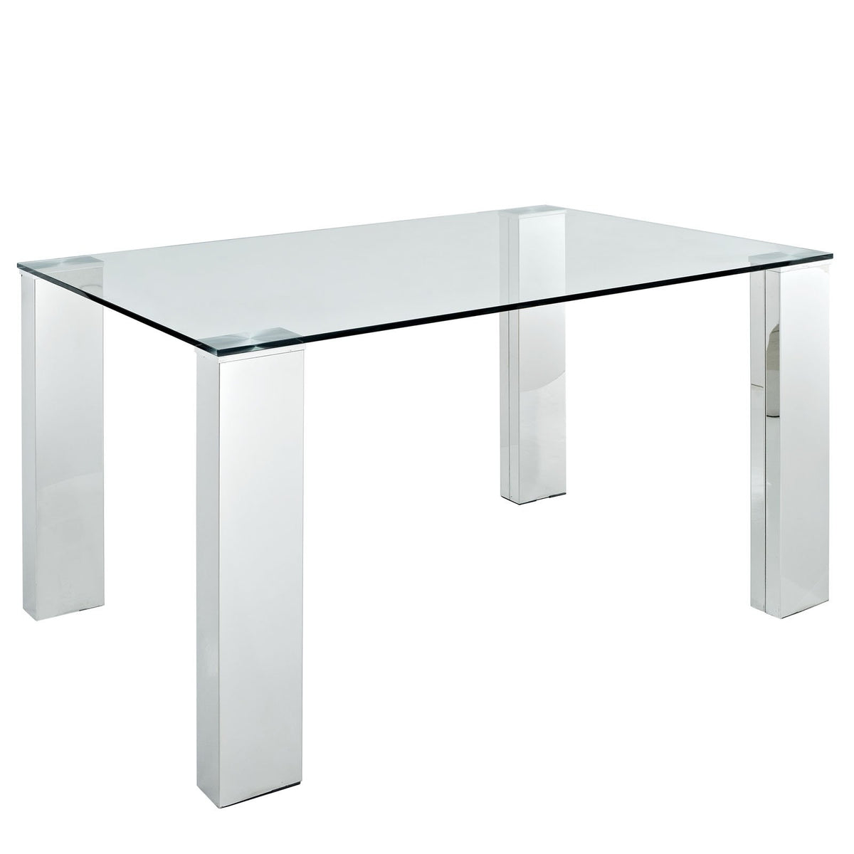 Glass Top Dining Table With Stainless Steel Legs