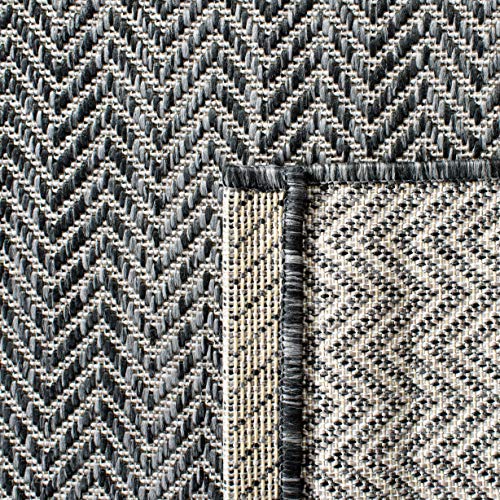 Safavieh Courtyard Collection Accent Rug - 4' X 5'7'', Black & Beige, Non-Shedding & Easy Care, Indoor/Outdoor & Washable-Ideal