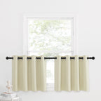 Nicetown Clearance Curtains Tiers, Light Beige Valances Tiers - Grommet Top Room Darkening Small Curtains For Half Cafe Windows/Kitchen/Bathroom/Thanksgiving, 52 W X 24 Inches L, Double Panels