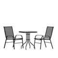 Flash Furniture 2 Flex Comfort Stack Chairs, 23.5" Square Tempered Glass Patio Table, Black