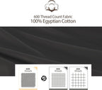 100% Egyptian Cotton Pillow Protectors Set Of 4, 600 Thread Count Standard Size Bed Pillow Cases With Zipper, Sateen Weave Cooli