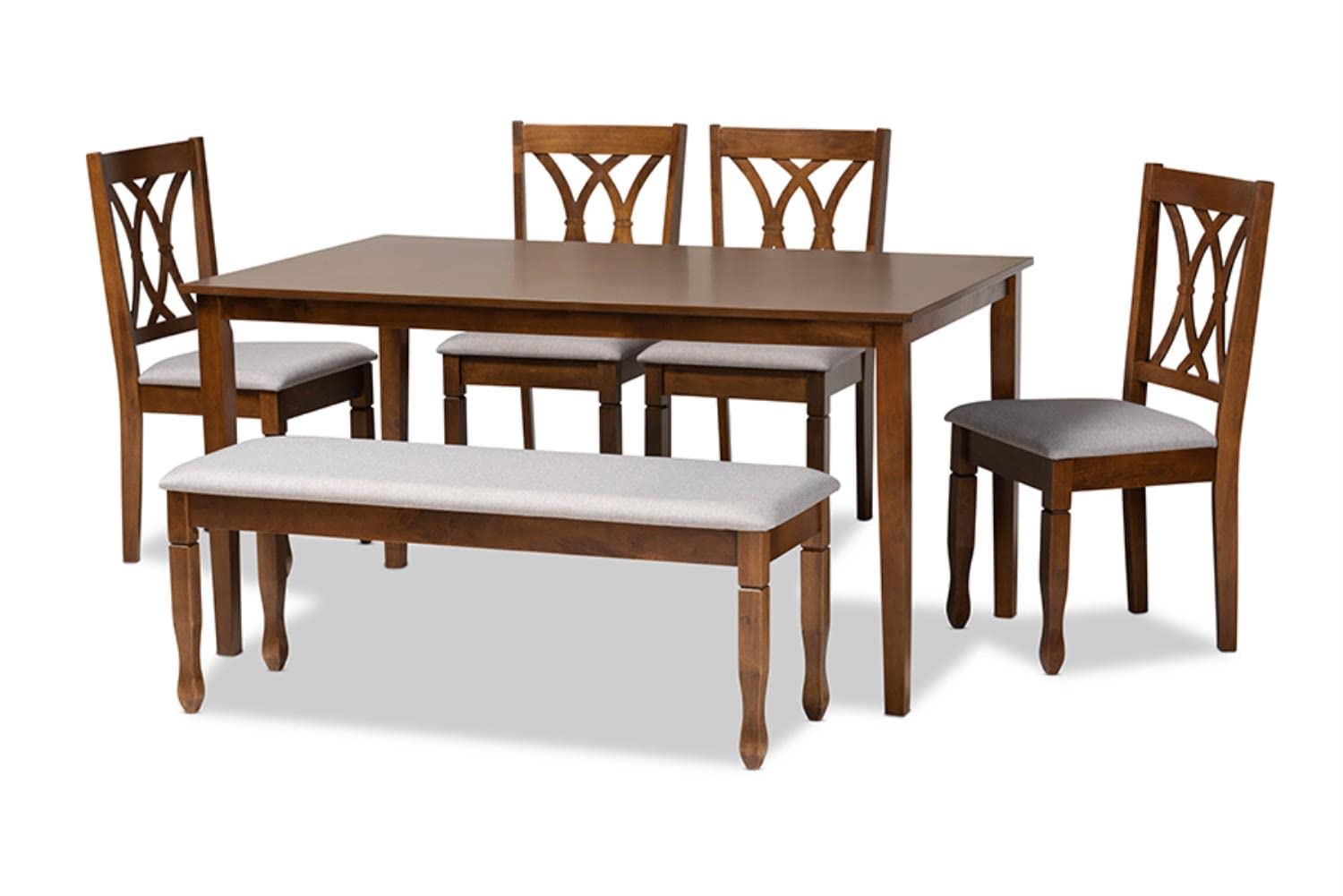 Baxton Studio Modern 6-Piece Dining Set RH316C-Grey/Walnut-6PC Dining Set