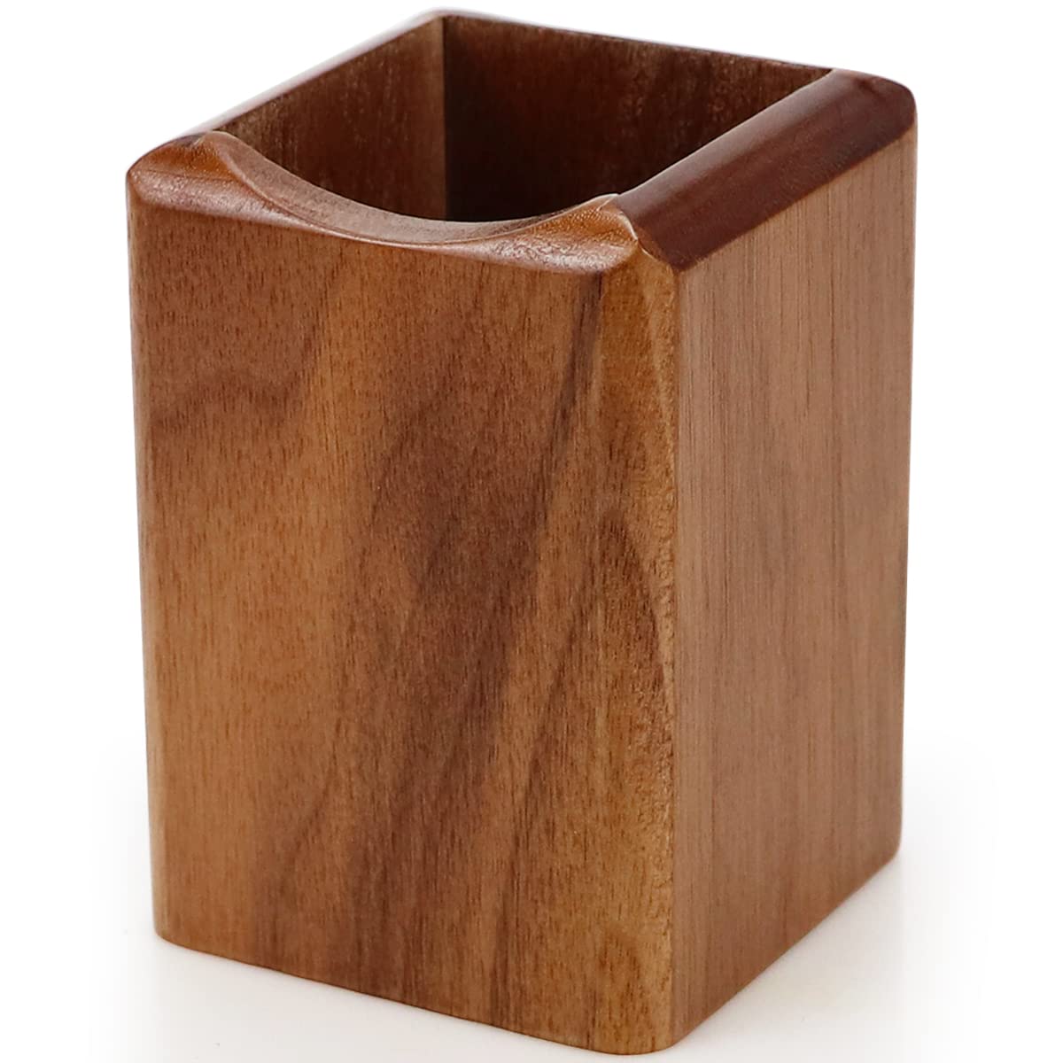 Wooden Pen Box Desktop Stationery Organizer Creative Simple Solid Natural Wood Pencil Holder For Office Supplies (Black Walnut)