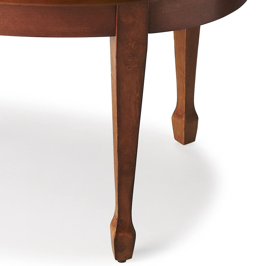 HomeRoots Medium Brown Poplar Solids, MDF, veneers Clayton Olive Ash Burl Oval Coffee Table