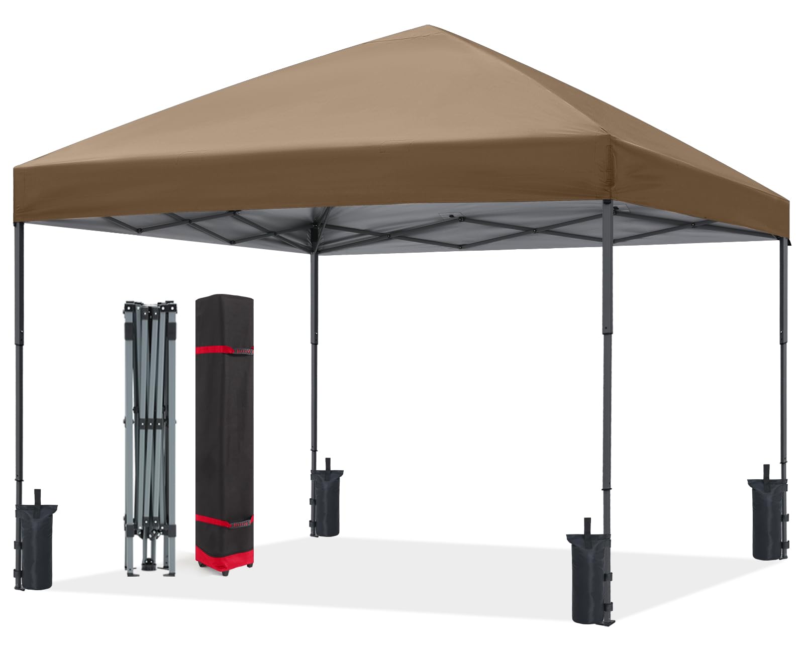 ABCCANOPY Pop Up Canopy - Outdoor Patio Portable Canopy Tent Heavy Duty for Backyard and Deck with 4 Sandbags(Khaki, 8x8)