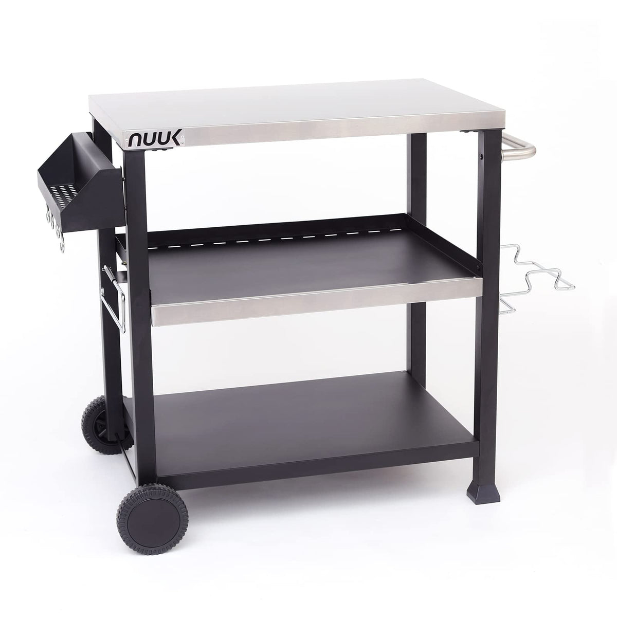 Nuuk Three-Shelf Movable Outdoor Dining Cart Table, 20' X 32' Nsf Stainless Steel Commercial Multifunctional Heavy Duty Kitchen Food Prep Worktable On Wheels