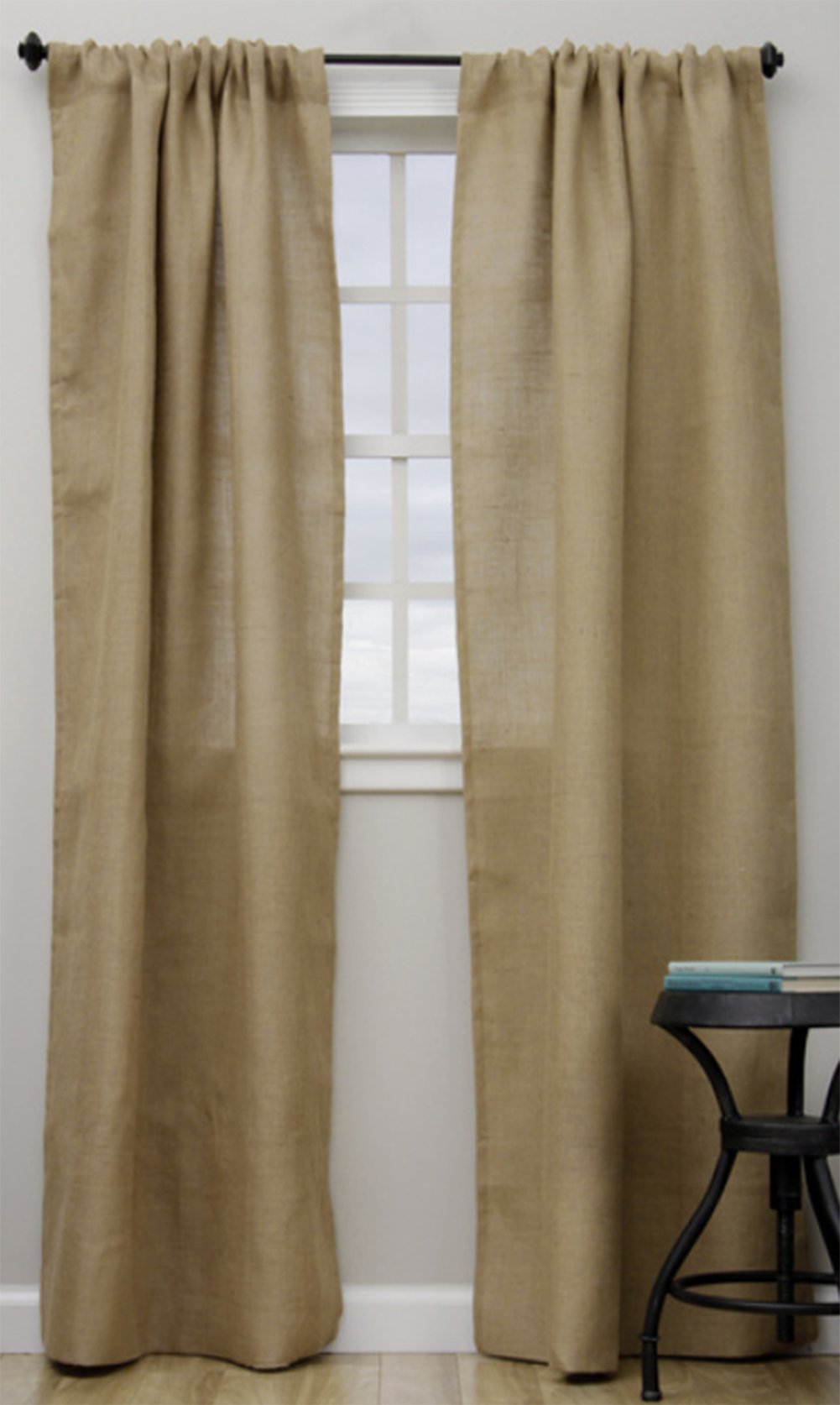 Fennco Styles Natural Passe-Partout Burlap Lined Curtain Drape Panel 42 x 96 Inch, One Piece for Bedroom, Living Room, Patio Doo
