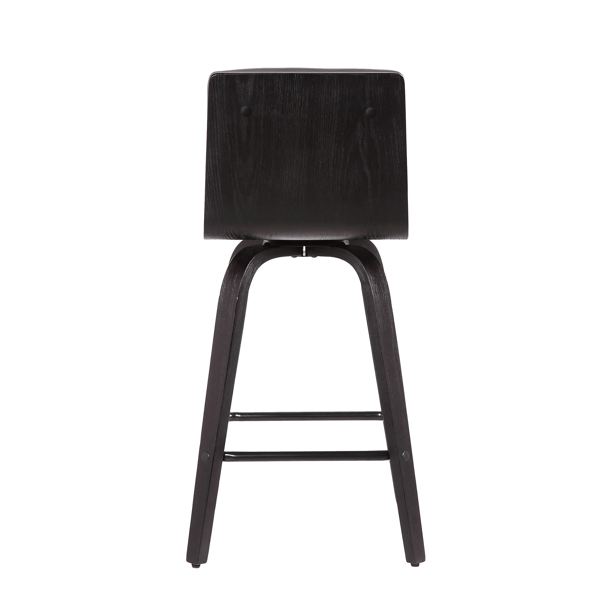HomeRoots 26â€ Gray Faux Leather Black Wooden Swivel Bar Stool