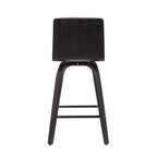 HomeRoots 26â€ Gray Faux Leather Black Wooden Swivel Bar Stool