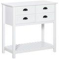 Homcom Coffee Bar Cabinet, Sideboard Buffet Cabinet, Kitchen Cabinet With 4 Drawers And Slatted Bottom Shelf For Kitchen, Living Room, White
