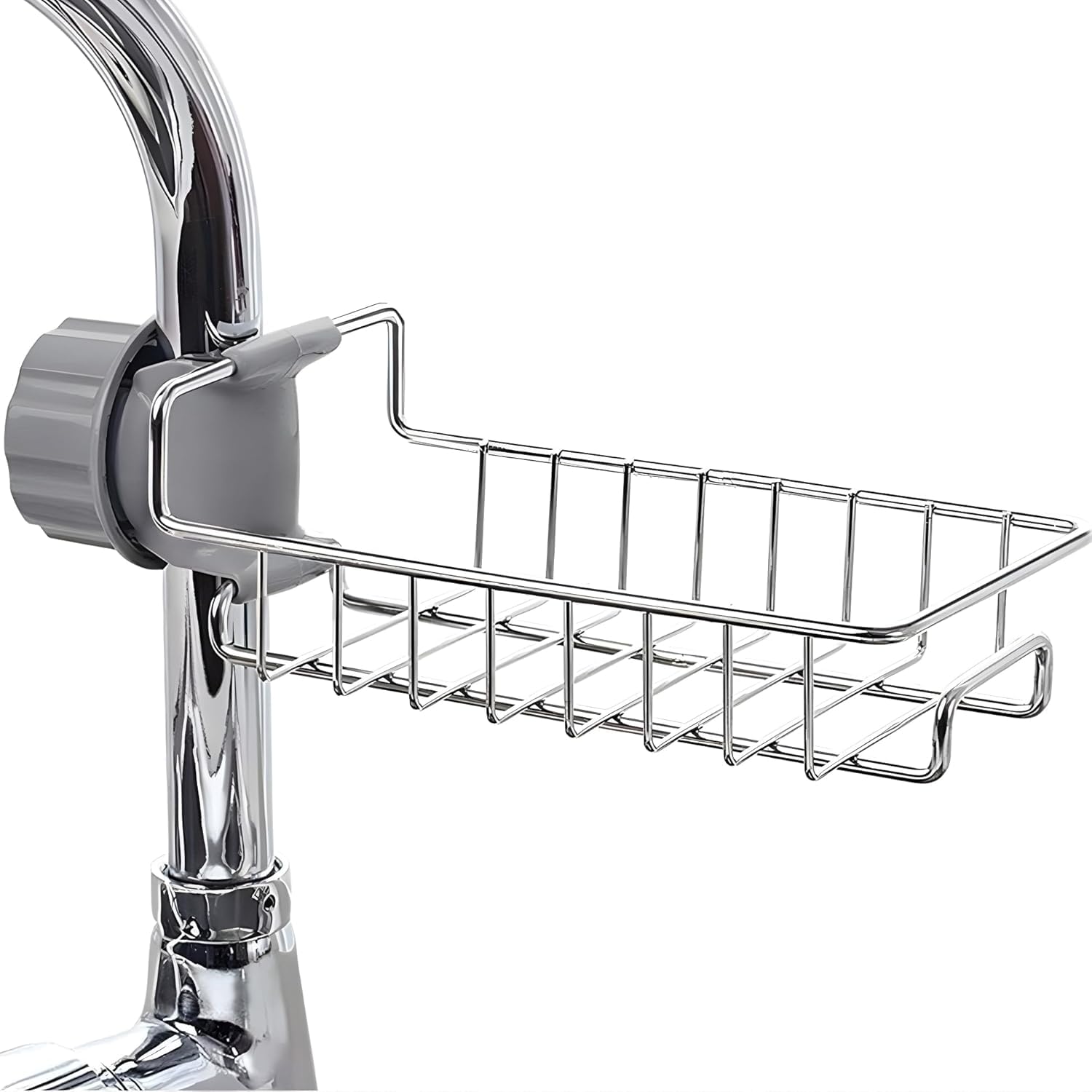 Jannam Stainless Steel Sink Caddy Organizer, Sink Faucet Stand, Tap Organiser Clip Storage Rack For Kitchen & Bathroom, SpaceSa