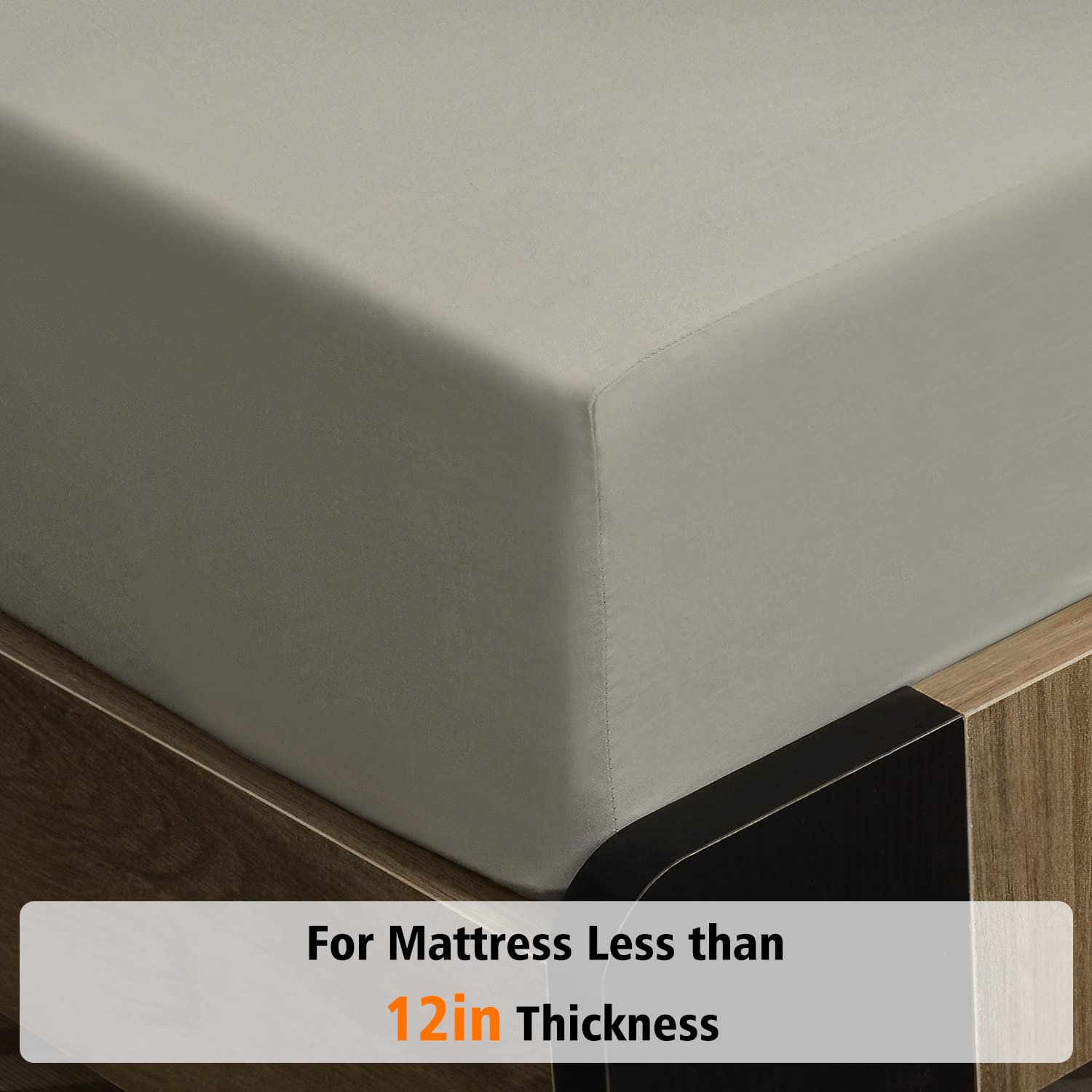 Lirex Fitted Sheet, King Size 100% Cotton 300 Thread Count Soft Breathable Fitted Sheet, Grey