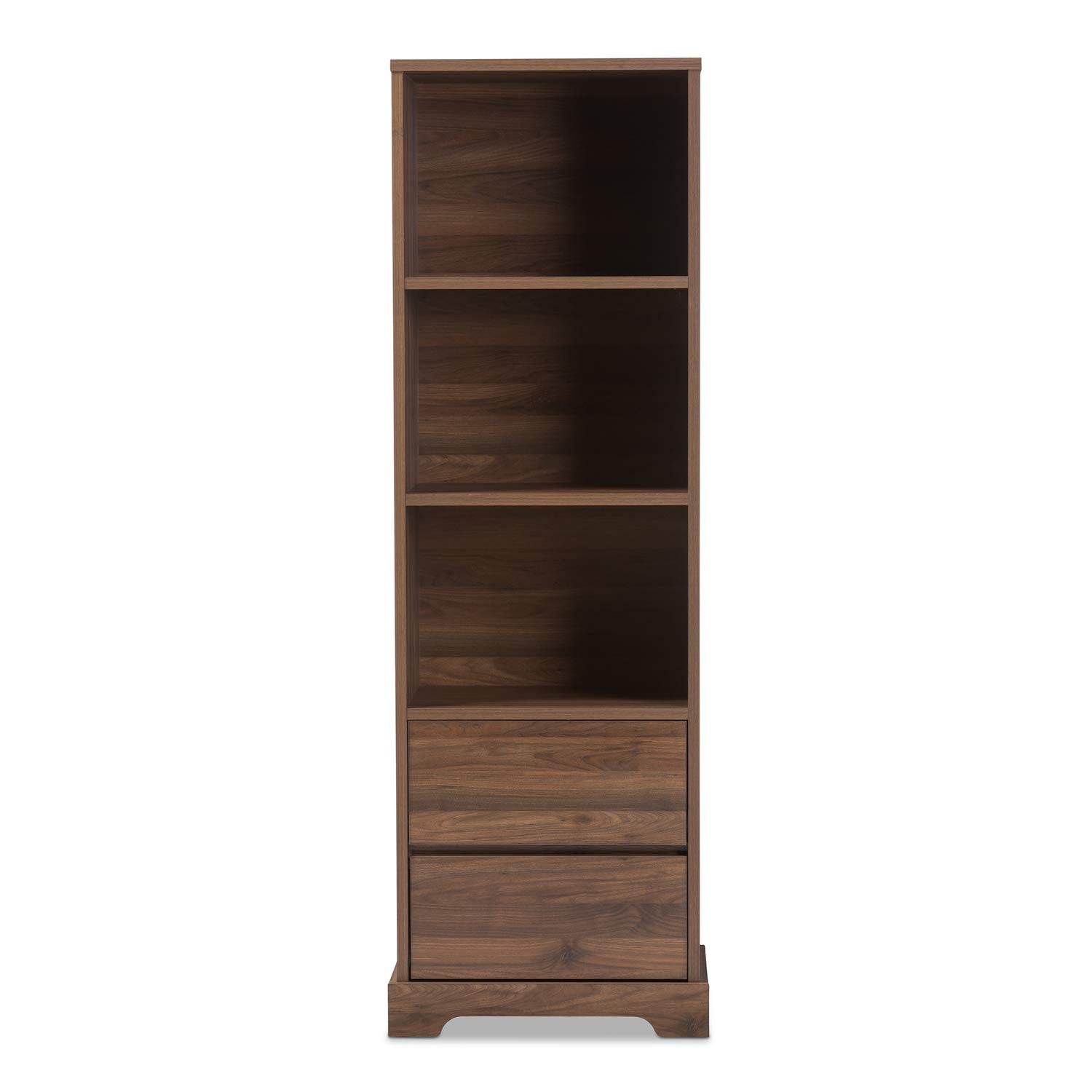 Baxton Studio Burnwood 3 Shelf Bookcase in Brown