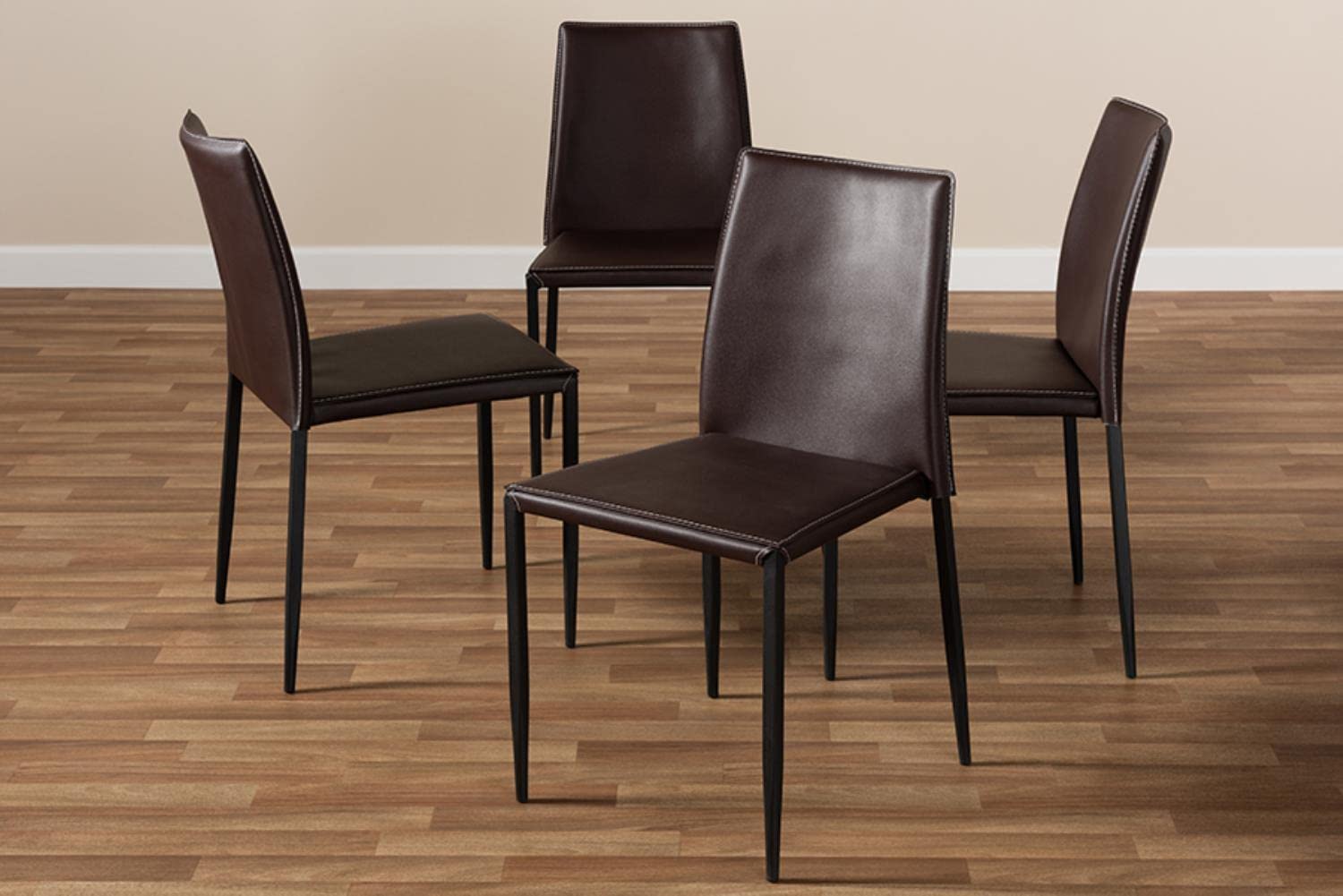 Baxton Studio Curved Faux Leather Upholstered Dining Chair